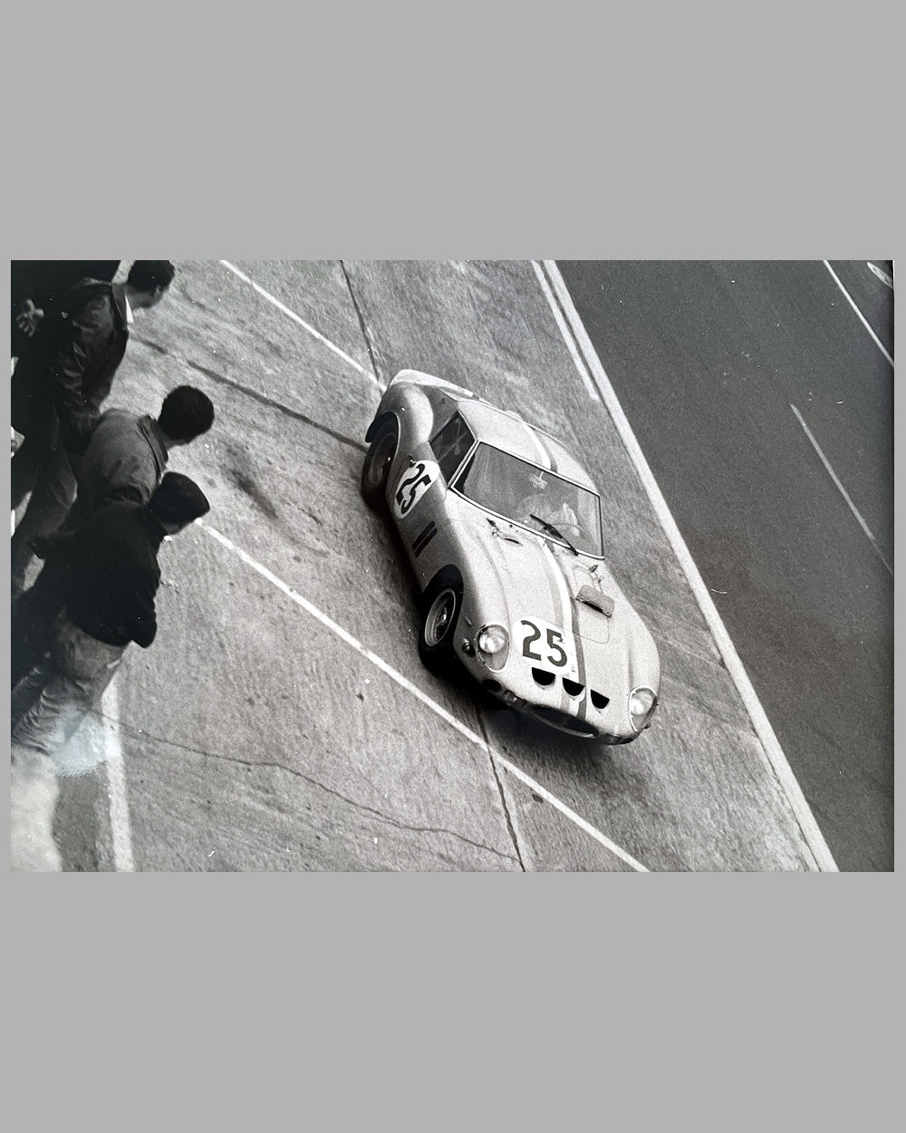 Ferrari 250 GTO #4153 at Le Mans in 1963 for Écurie Francorchamps b&w photograph 2