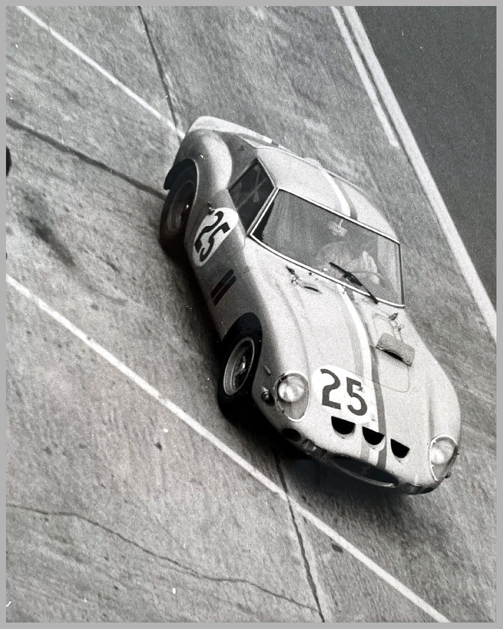 Ferrari 250 GTO #4153 at Le Mans in 1963 for Écurie Francorchamps b&w photograph 3