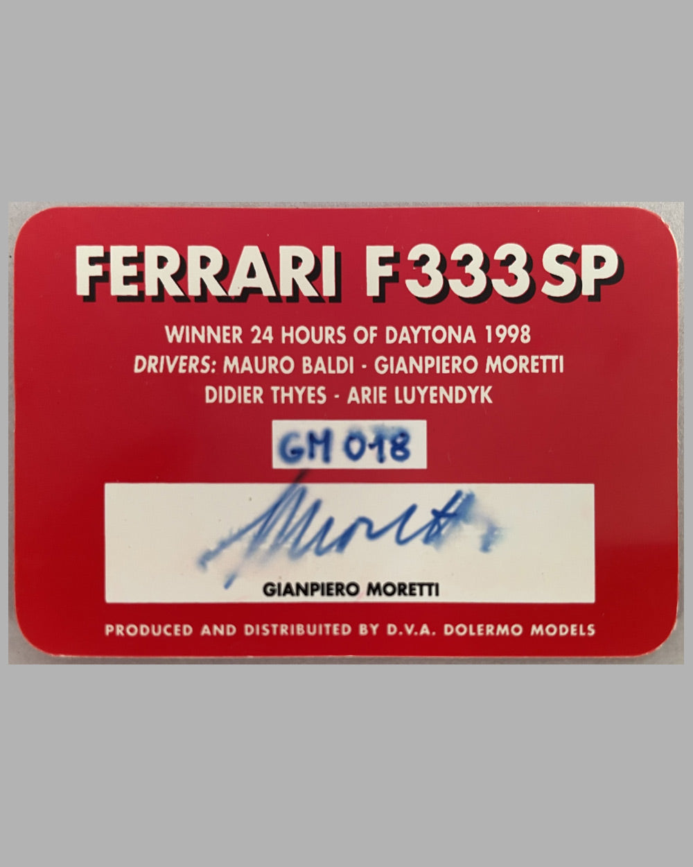 Ferrari 333 SP model by Dolermo Models, autographed by Moretti 3