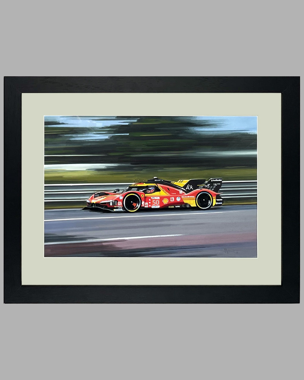 Ferrari 499 SP at the 2024 24 Hours of Le Mans painting by Martin Tomlinson, U.K.