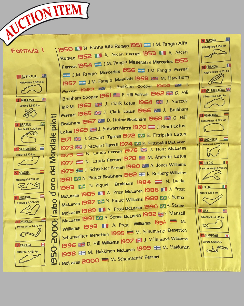 Formula 1 silk scarf, 2000 anniversary