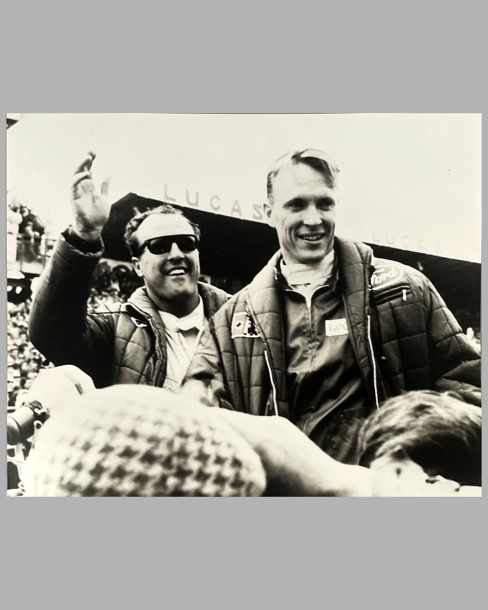 A.J. Foyt and Dan Gurney b&w photograph