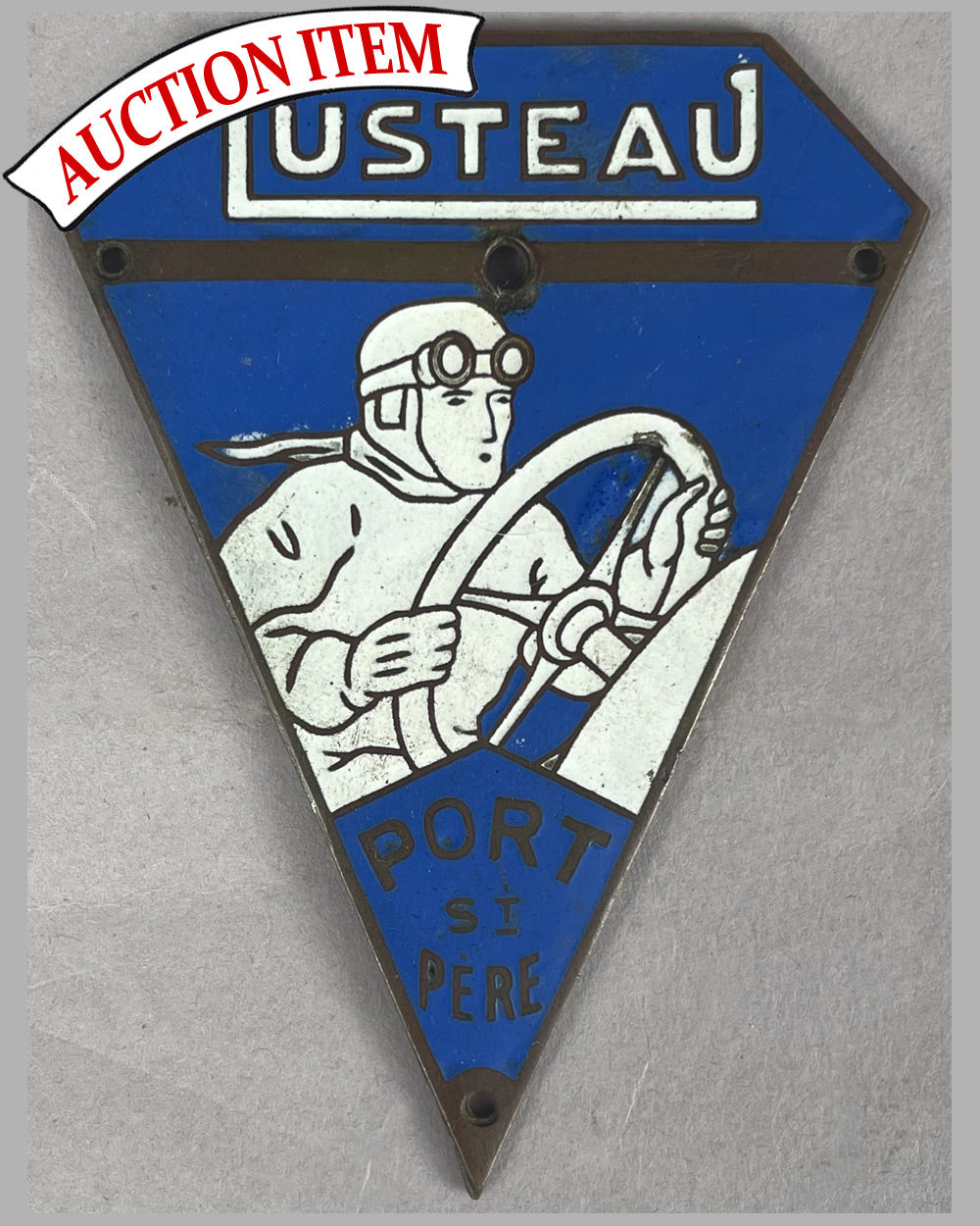 9 - Garage Lusteau pre-war dashboard badge / plaque