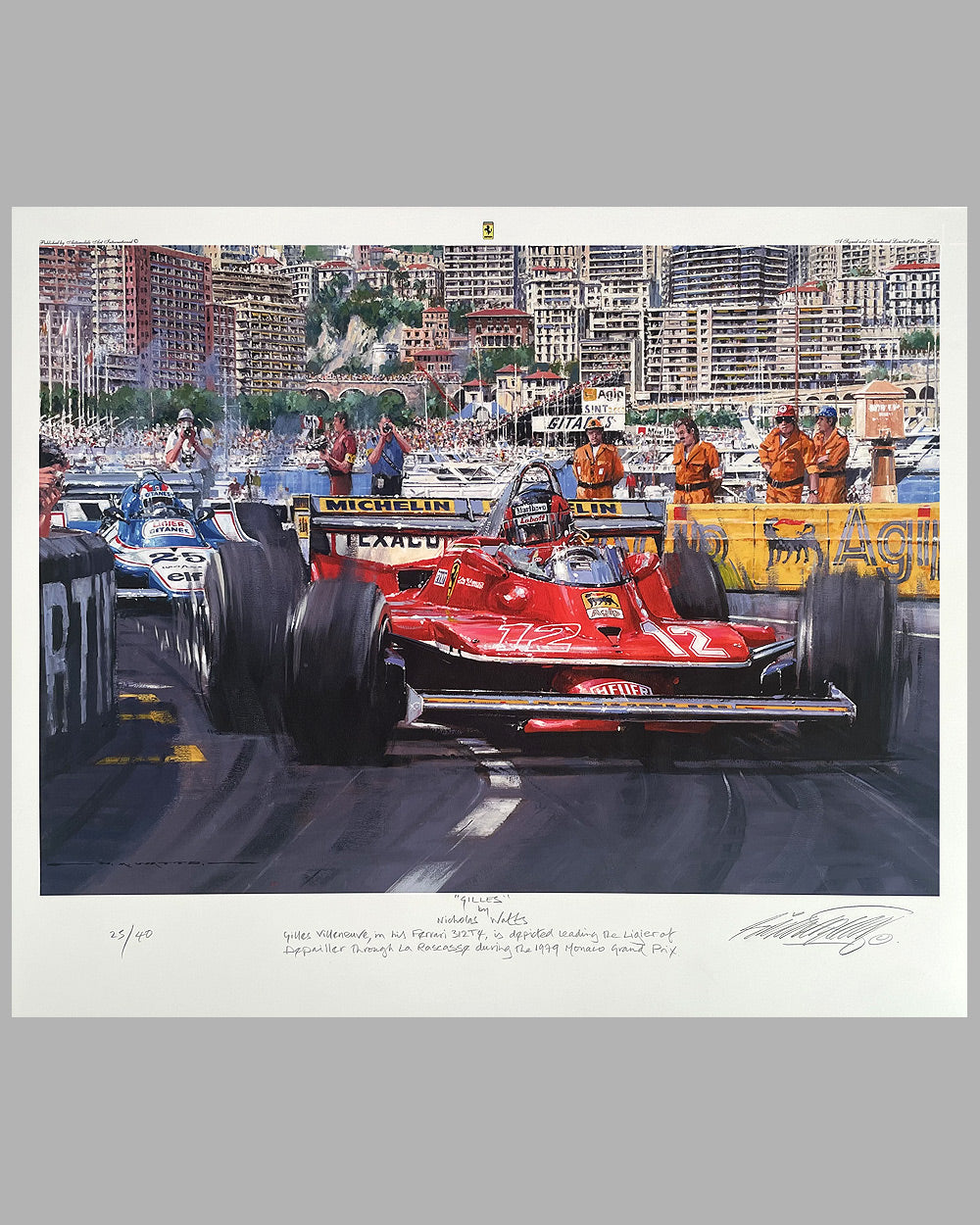 Gilles giclee on paper by Nicholas Watts - Monaco Grand Prix 1979