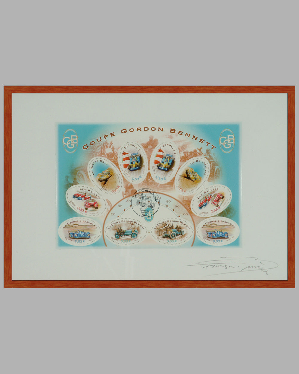 Coupe Gordon Bennett commemorative stamp block plate by Francois Bruere, France, 2005