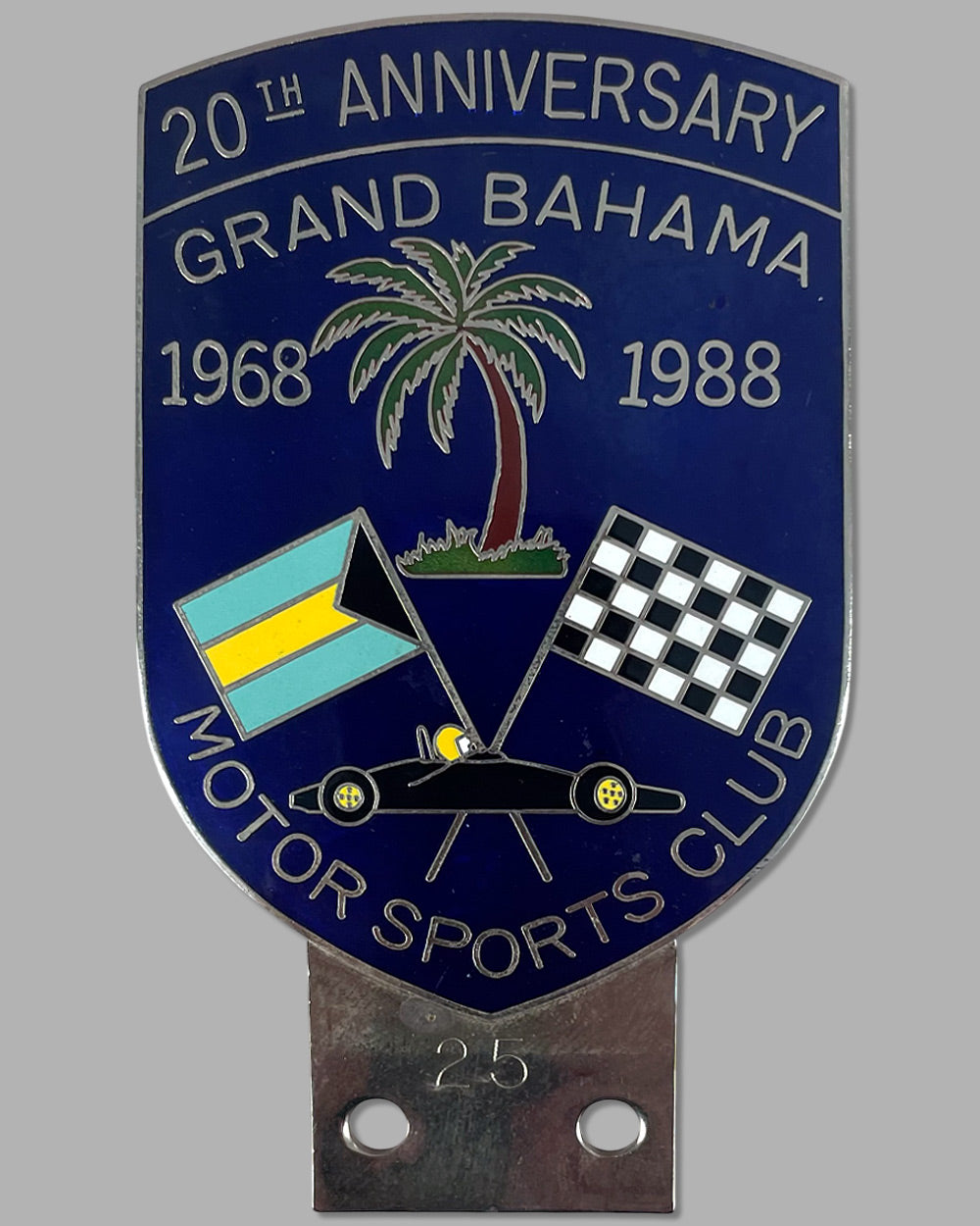 20th anniversary of the Grand Bahama Motor Sports Club bumper or bar badge, 1988