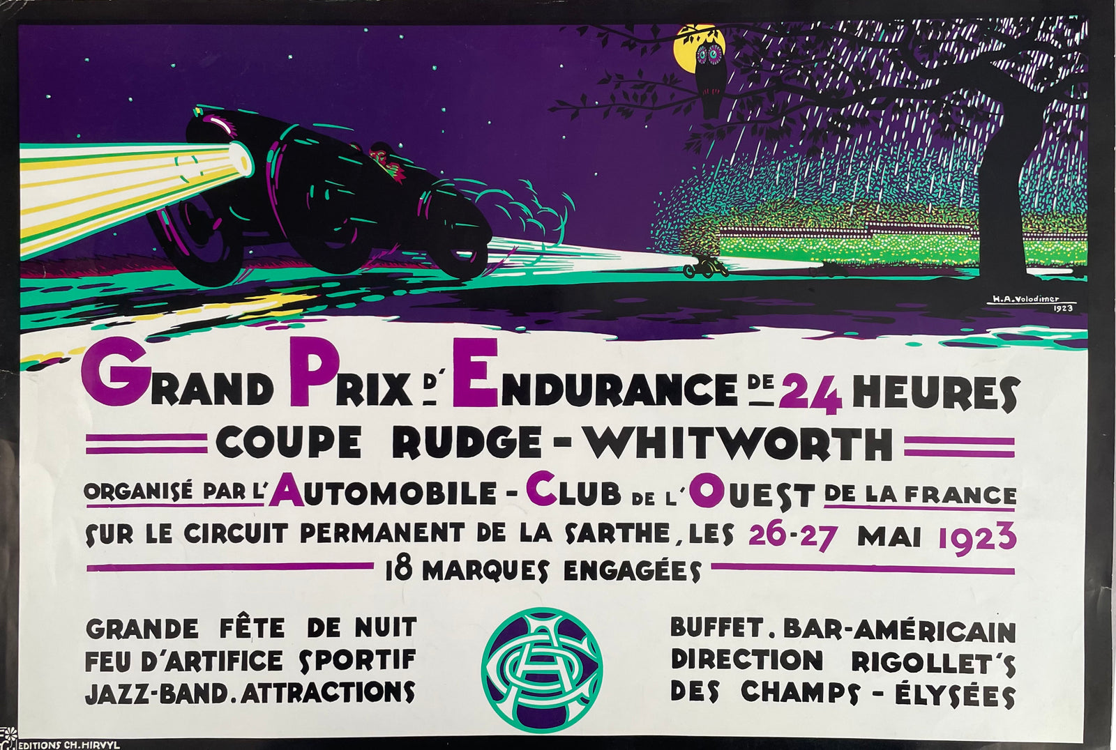 1923 The first 24 hours Of Le Mans poster modern reproduction