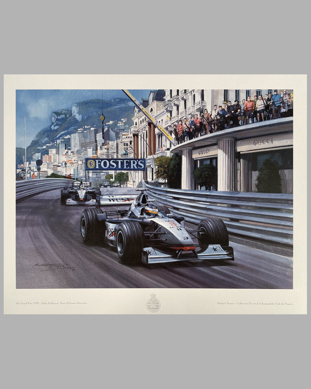 Mika Hakkinen in his McLaren-Mercedes Formula One print by Michael Turner