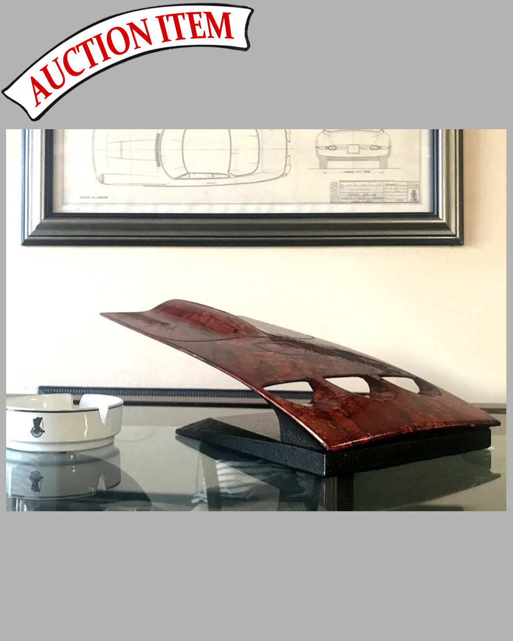 Ferrari 250 GTO hood, table sculpture by Dennis Hoyt 