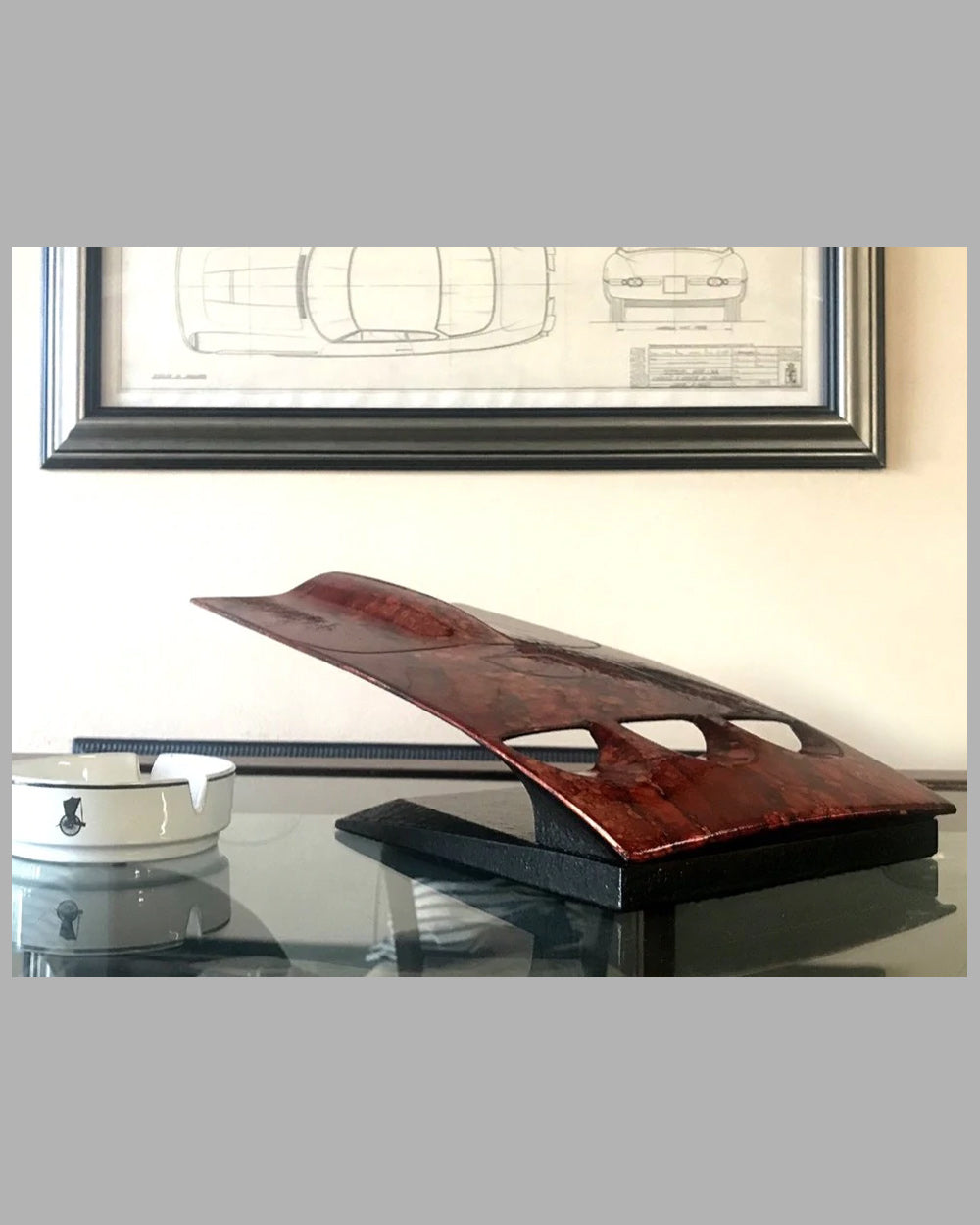 Ferrari 250 GTO hood, table sculpture by Dennis Hoyt