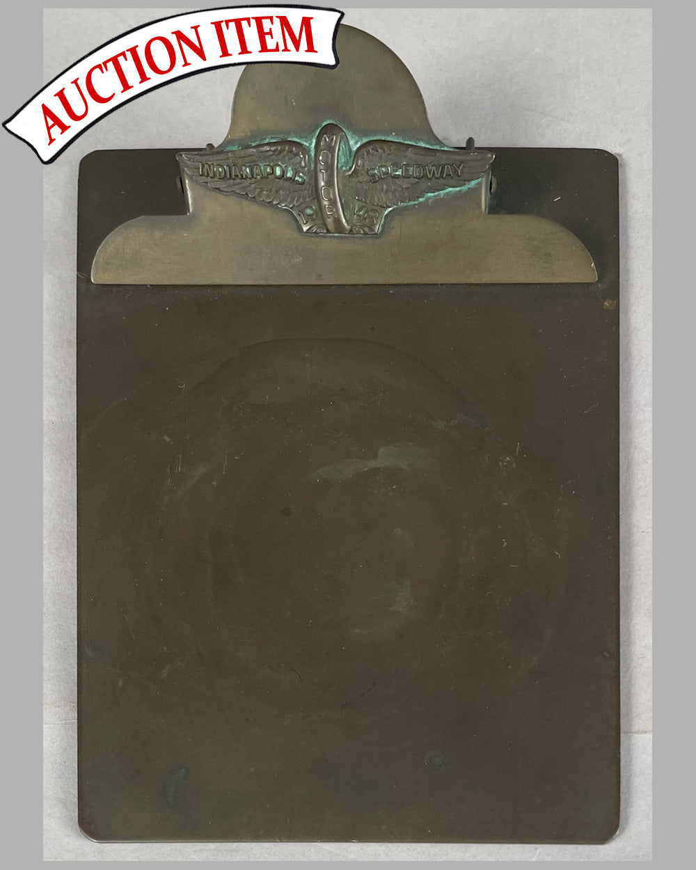 11 - Indianapolis Motor Speedway mini bronze clip board, 1948