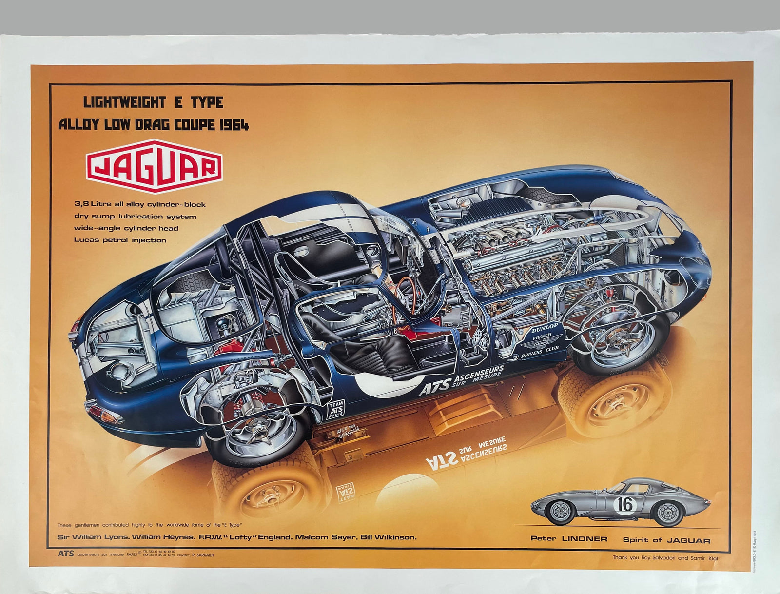 13. 1964 Jaguar E-Type alloy low drag coupe cutaway