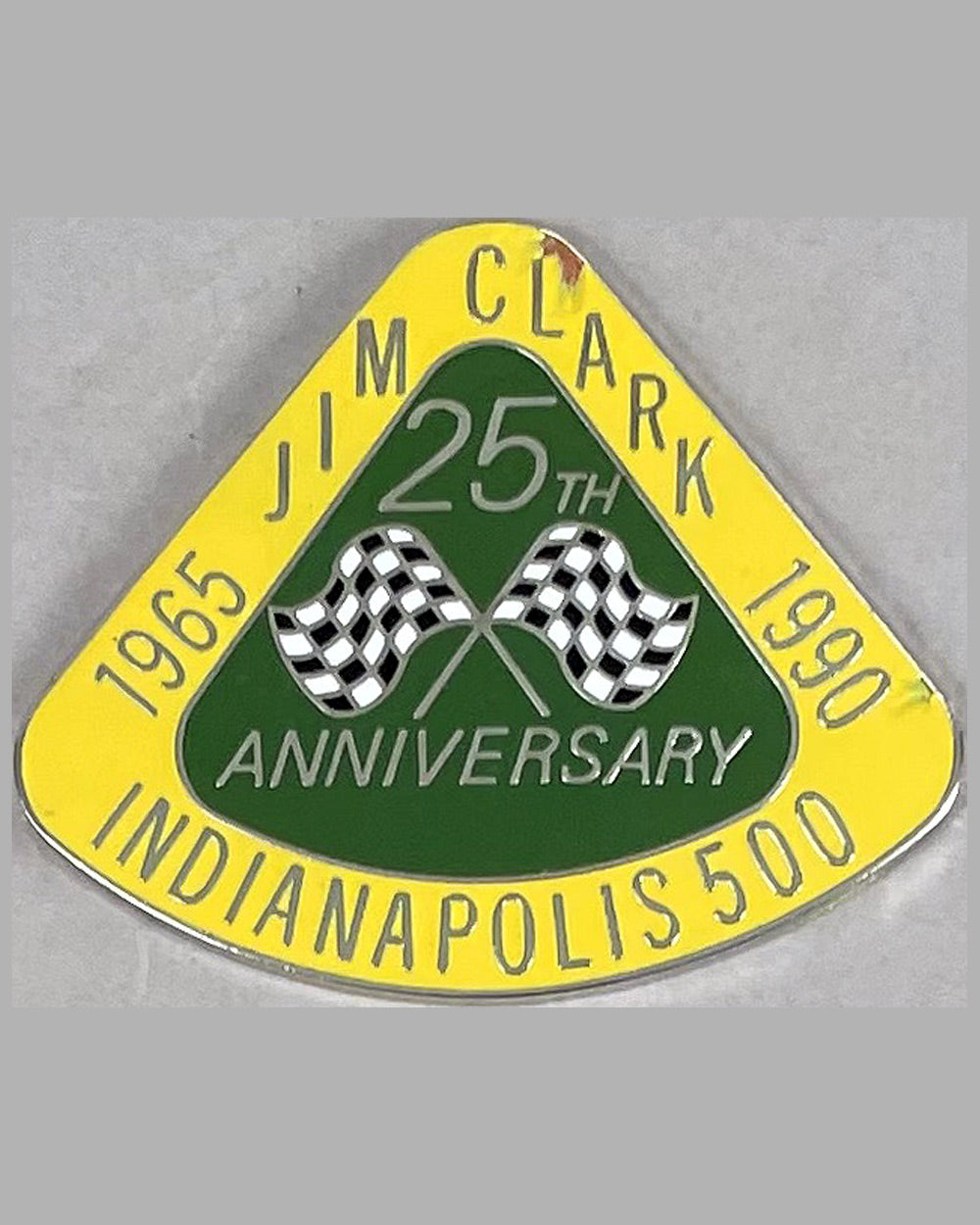 25th Anniversary of Jim Clark winning the Indy 500 dashboard badge, 1990