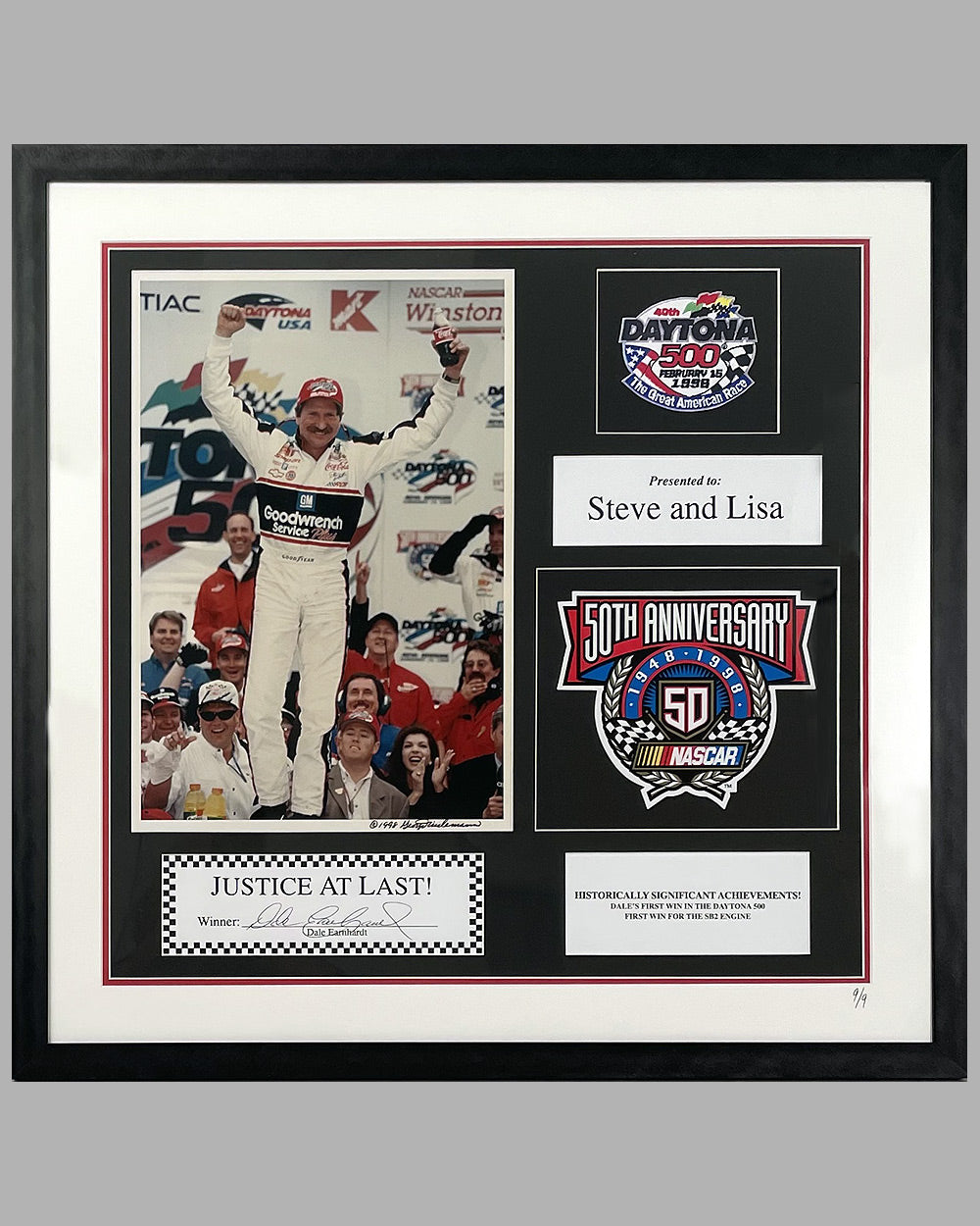 Justice at Last montage autographed by Dale Earnhardt