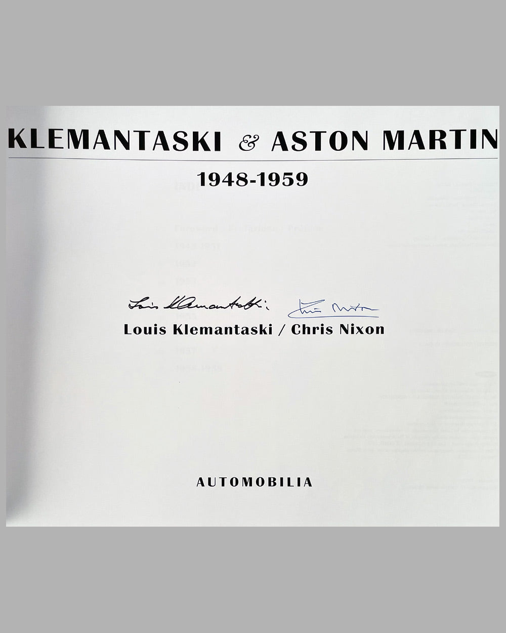 Klemantaski & Aston Martin book by Louis Klemantaski and Chris Nixon, 1st edition, 1998 2