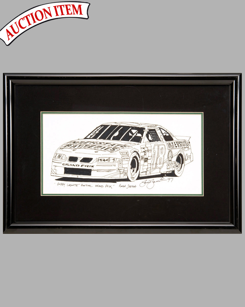 Bobby Labonte Pontiac Grand Prix drawing by Sam Bass, USA, 1997