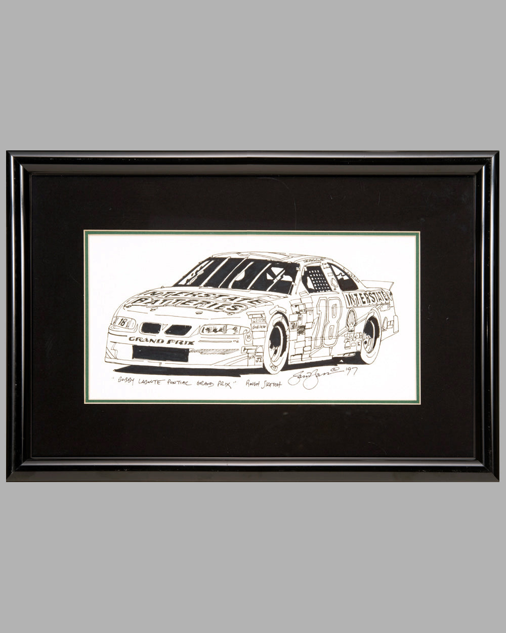 Bobby Labonte Pontiac Grand Prix drawing by Sam Bass, USA, 1997