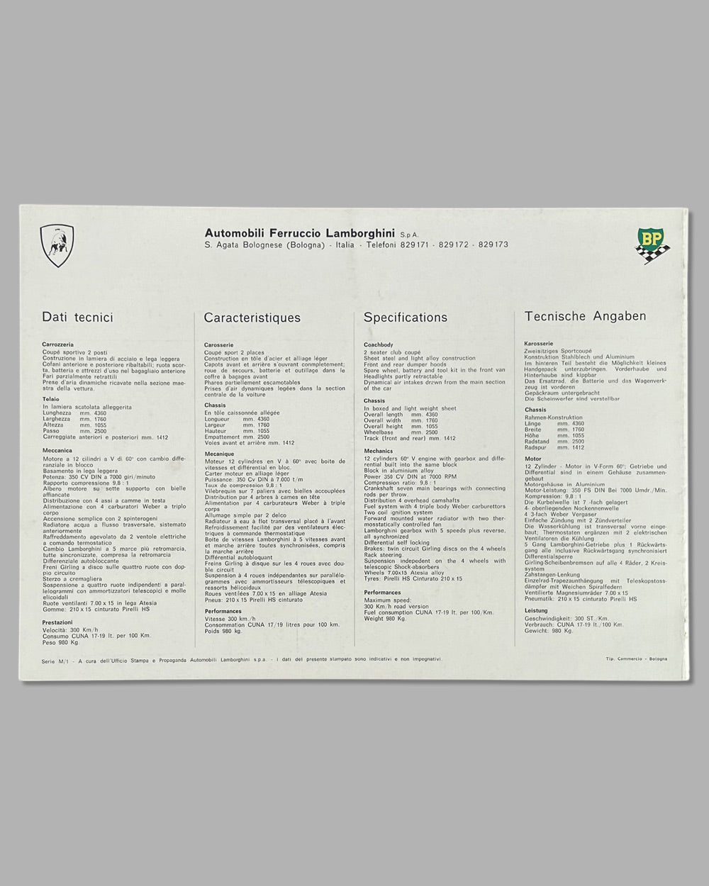 Three Lamborghini Miura P400 mid 1960’s factory publications 7