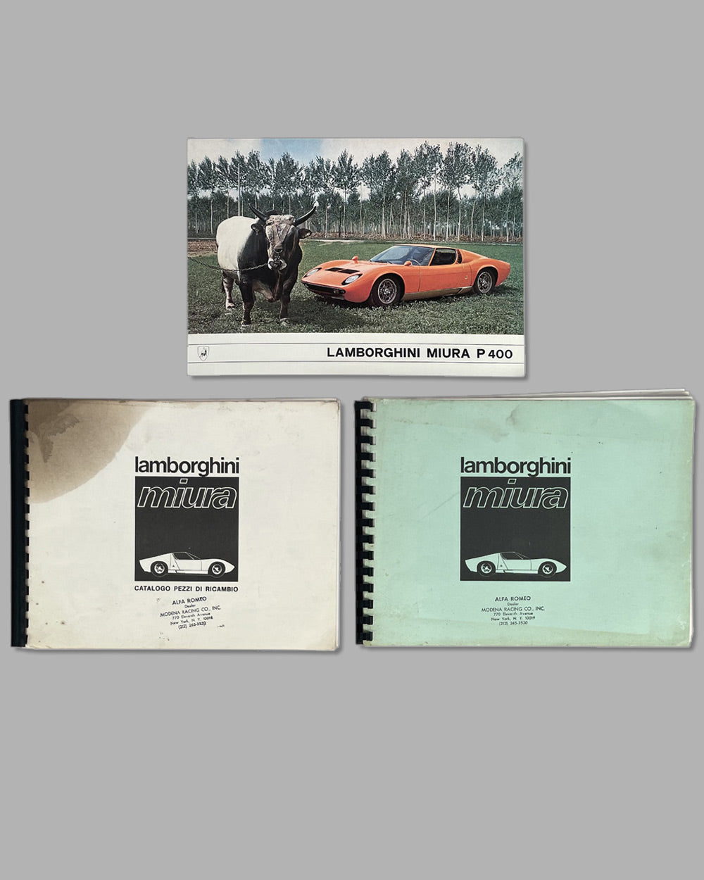 Three Lamborghini Miura P400 mid 1960’s factory publications