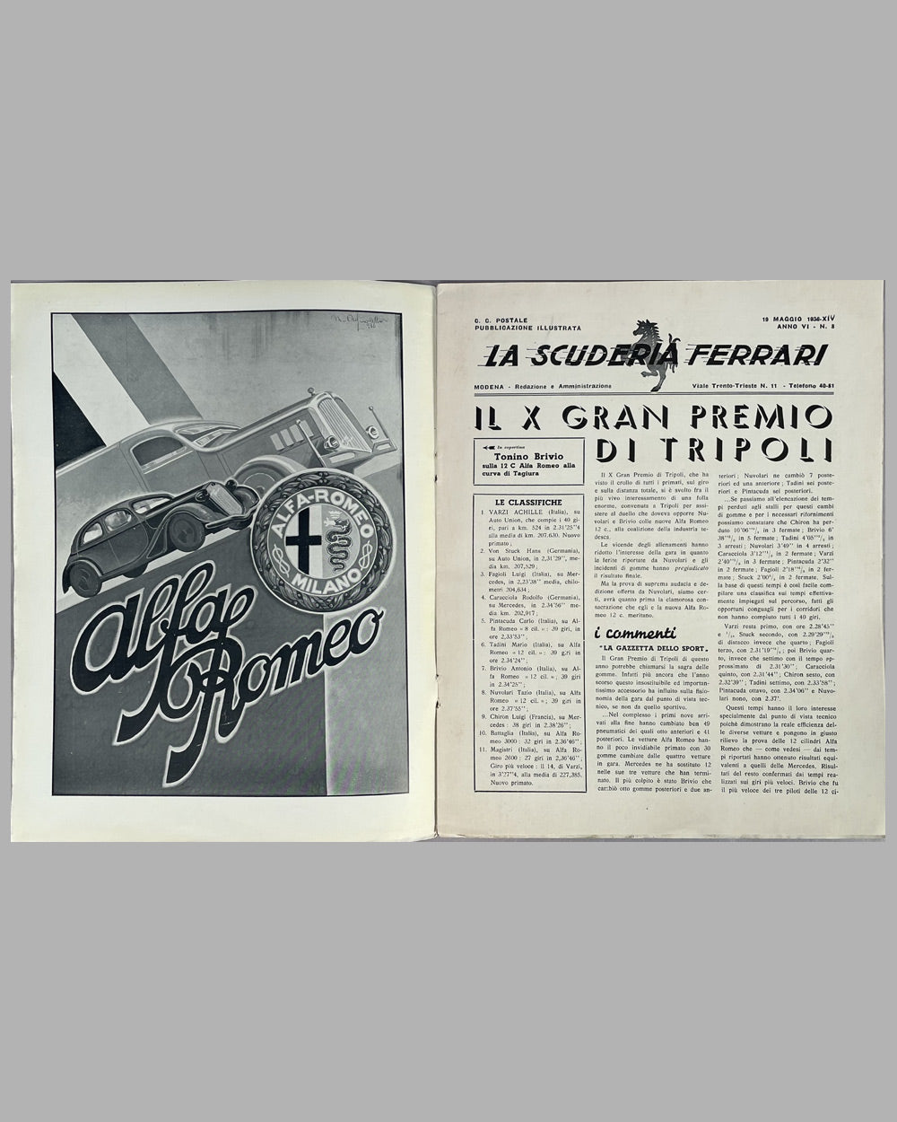 La Scuderia Ferrari factory magazine, May 19, 1936 2