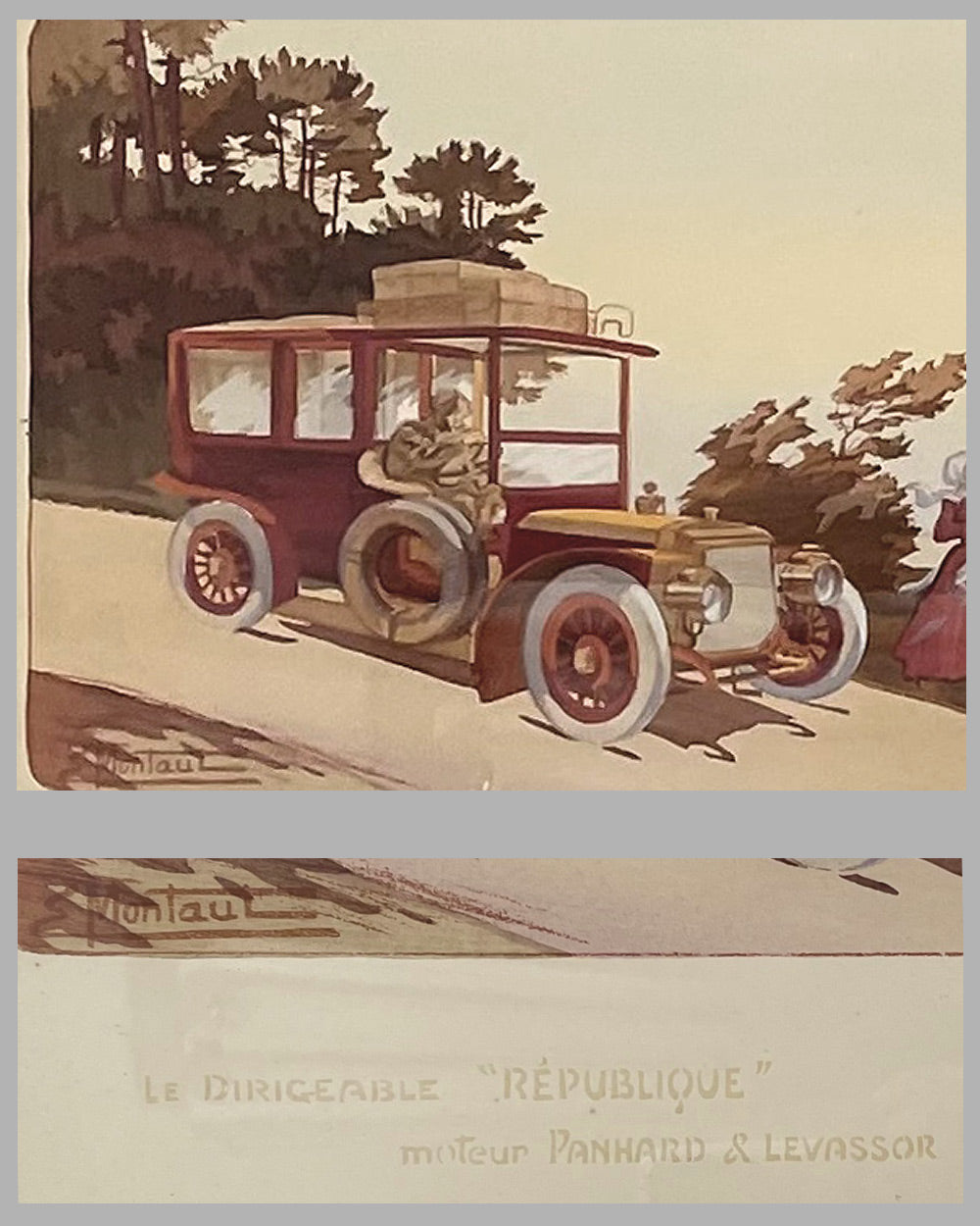 "Le Dirigeable Republique" lithograph by Ernest Montaut 2