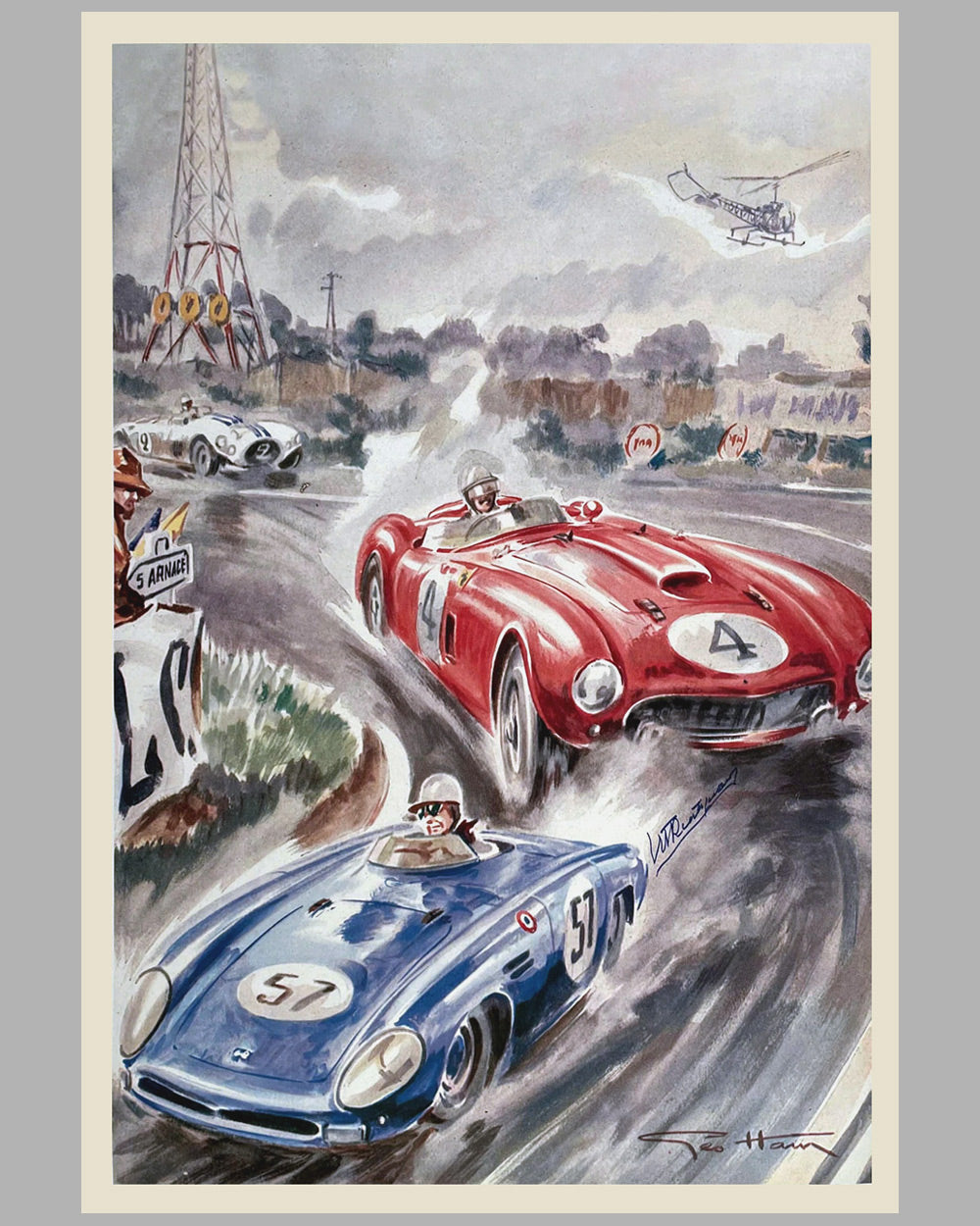 24 Hours of Le Mans 1954 print by Geo Ham, autographed by Trintignant