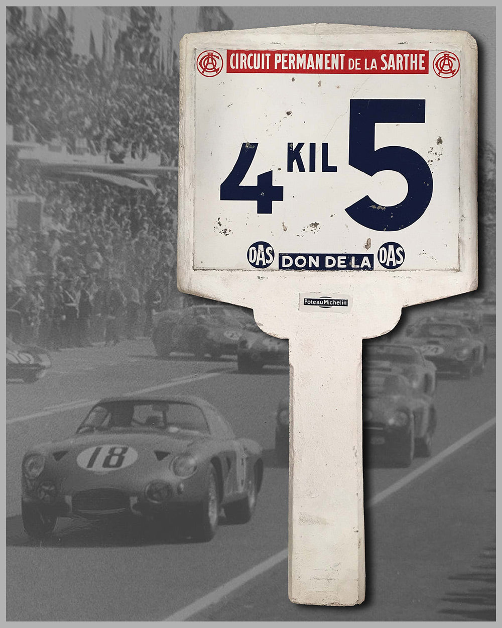 Authentic Le Mans Race Track Michelin Marker Sign L art Et L automobile authentic-le-mans-race-track-michelin-marker-sign-l-art-et-l-automobile