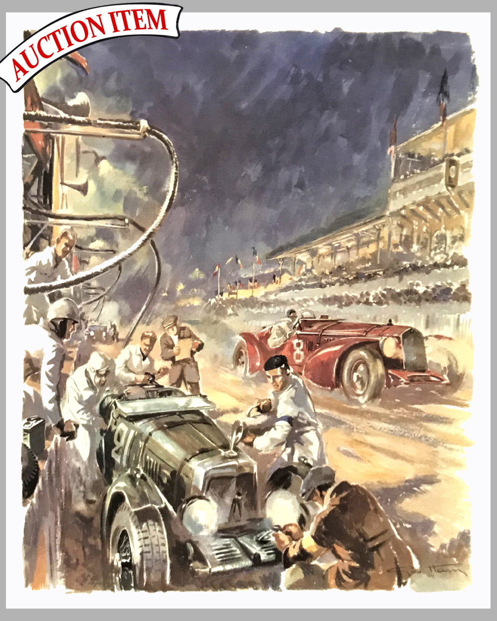 1932 Le Mans 24 Hour, 1980's print by Geo Ham, France