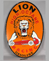 Lion High Octane Racing Gasoline enamel sign on heavy metal dated 1957