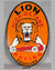 Lion High Octane Racing Gasoline enamel sign on heavy metal dated 1957