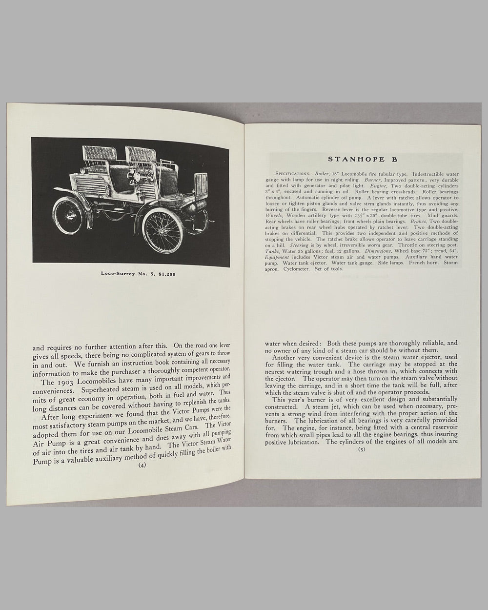 1903 Locomobile Steam Cars sales catalog reprint by Floyd Clymer, c. 1950 2