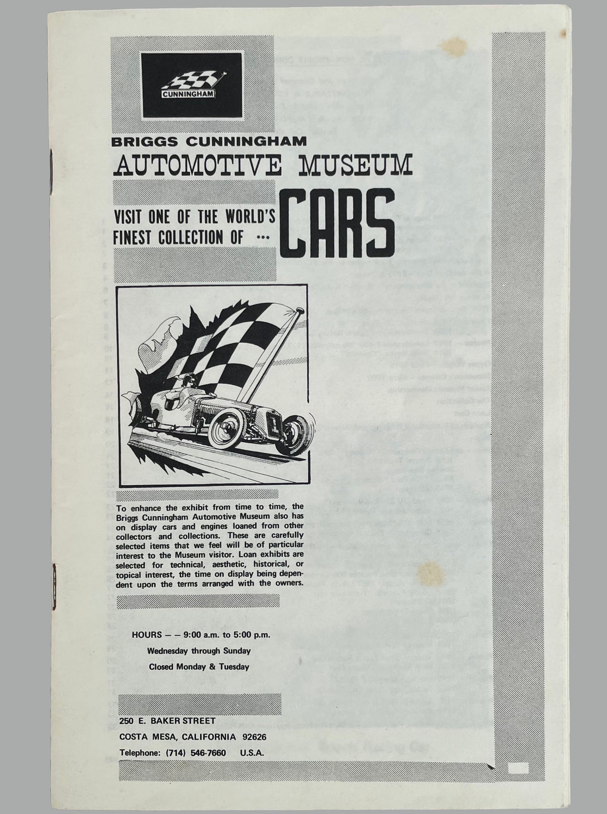 Briggs Cunningham Automotive Museum catalog mid to late 1960’s