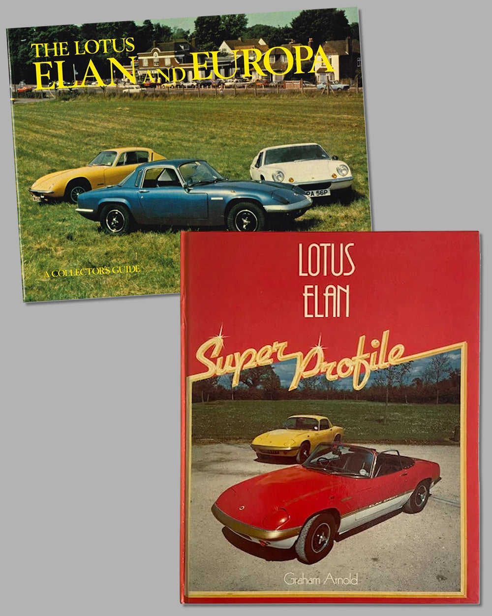 Two Lotus books, Lotus Elan Super Profile by Graham Arnold, 1982 and Lotus Elan &amp; Europa by John Bolster, 1980