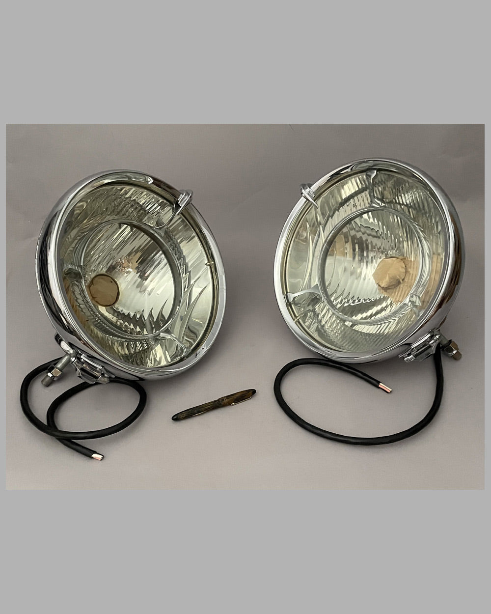 Pair of large Lucas automobile driving lamps, 1950&#39;s, model R100L