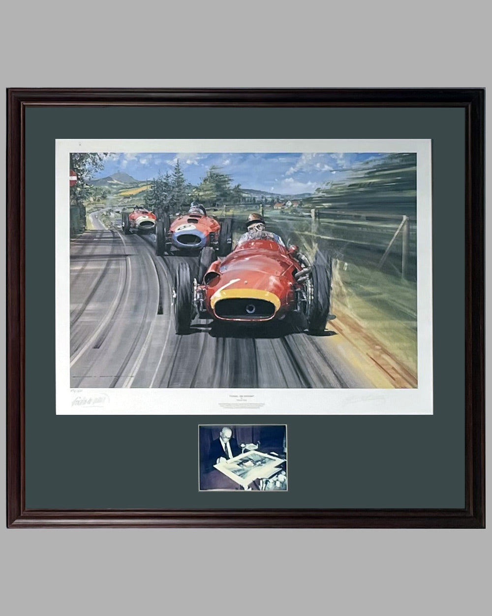 Fangio - The Maestro print by Nicholas Watts, autographed by Juan Manuel Fangio