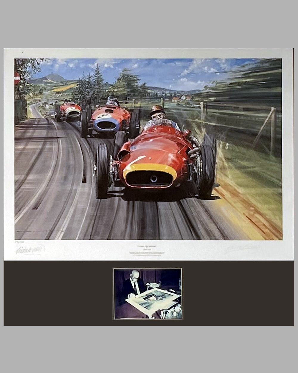 Fangio -The Maestro print by Nicholas Watts, autographed by Juan Manuel Fangio 2