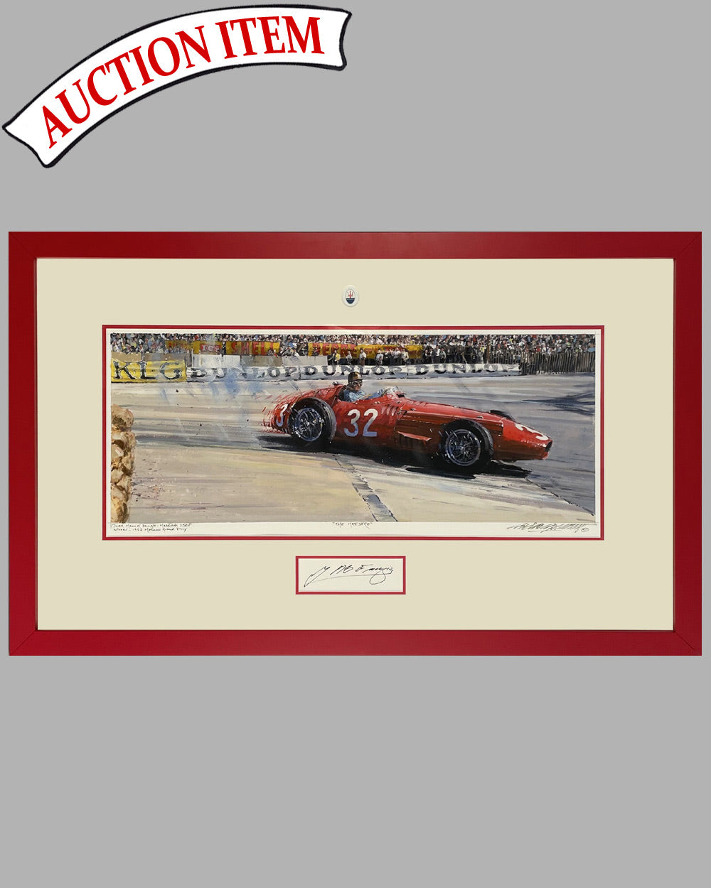 7 - The Maestro painting by Nicholas Watts, autographed by Fangio