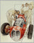 Post war Maserati Grand Prix car painting by Dennis Brown 3