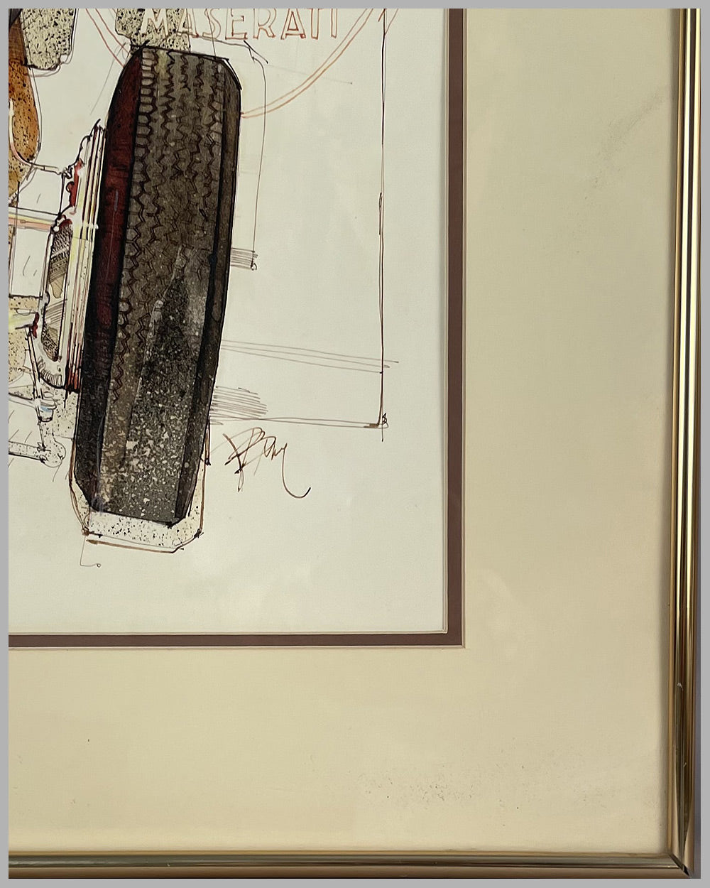 Post war Maserati Grand Prix car painting by Dennis Brown 4