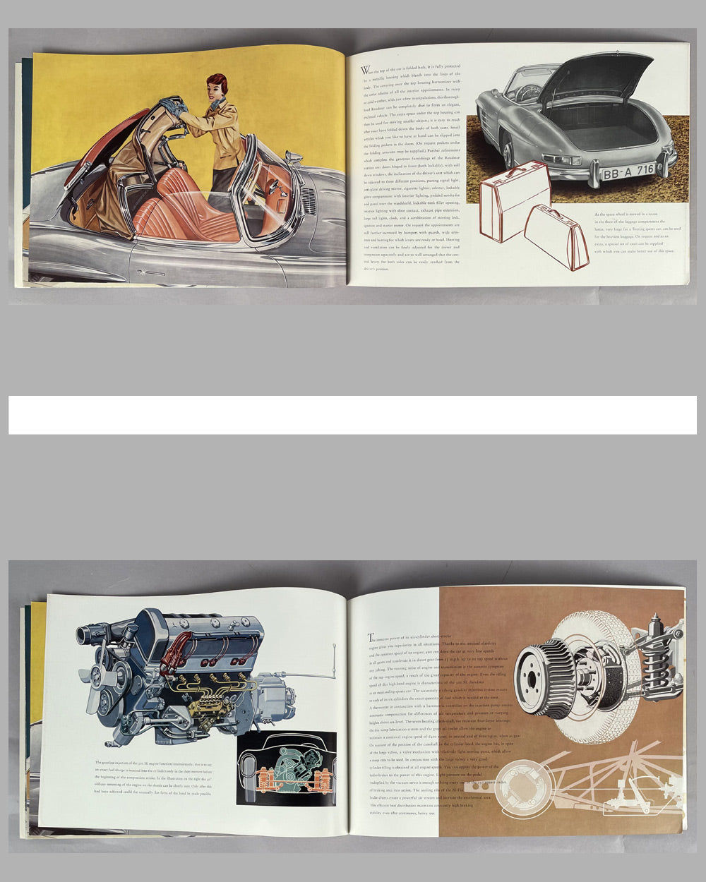 Mercedes Benz 300 SL Roadster original prestige sales catalog, late 1950’s