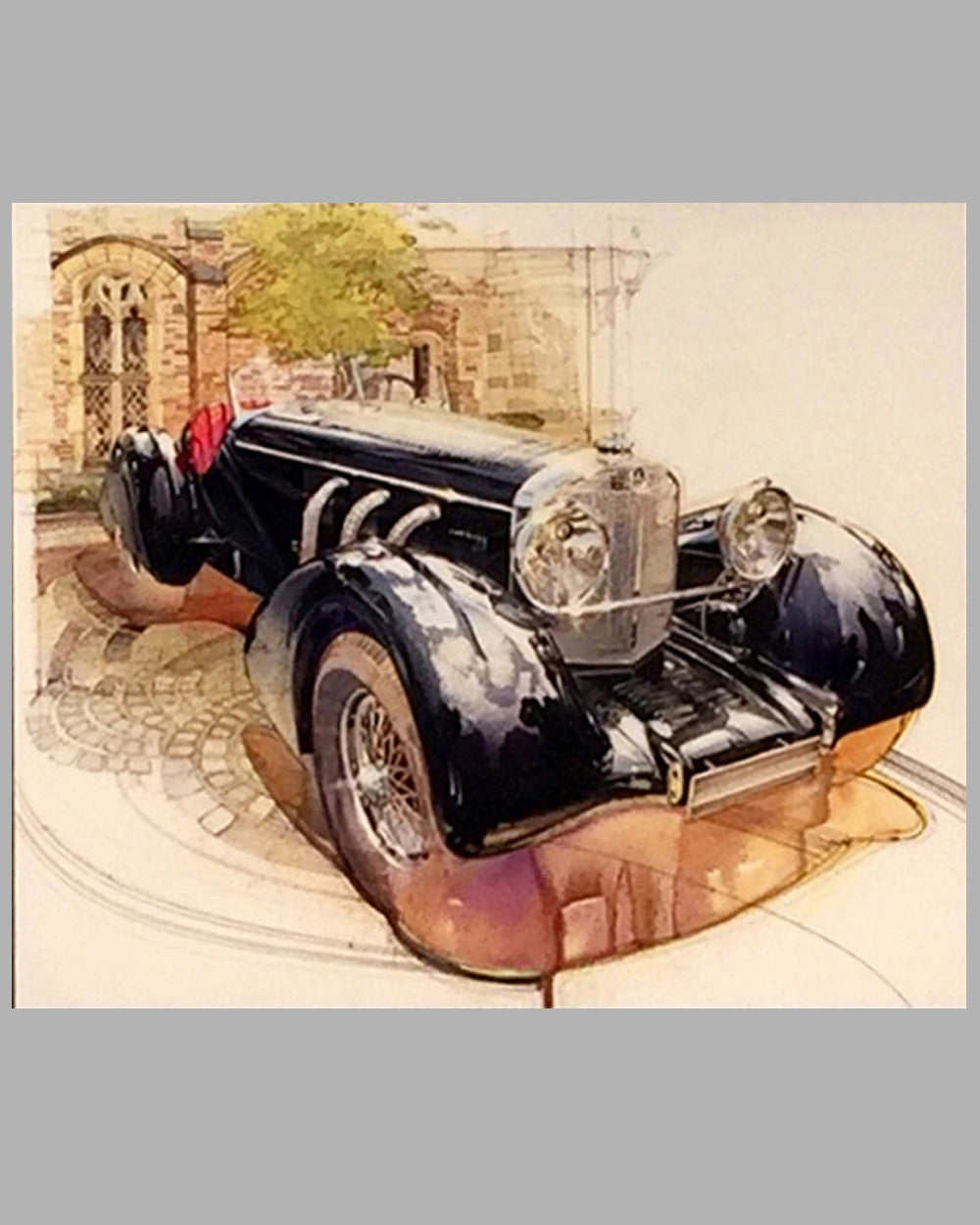 1930 Mercedes Benz SSK painting by Dennis Brown, USA 3