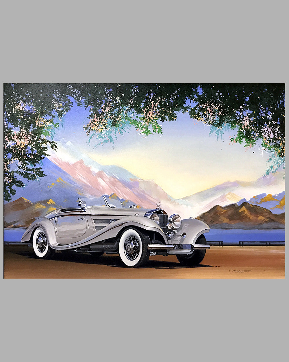 Mercedes Benz 500K acrylic on canvas painting by Charles Maher 4