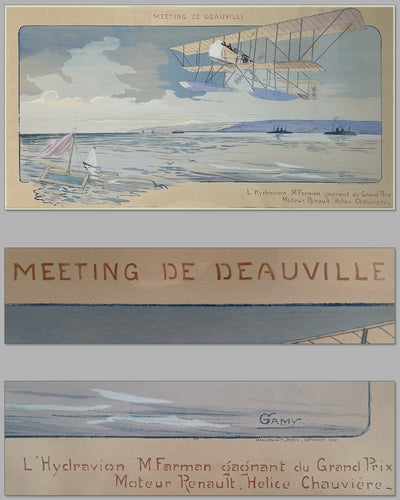 Meeting de Deauville original hand colored lithograph by Gamy (Marguerite Montaut), 1913 2