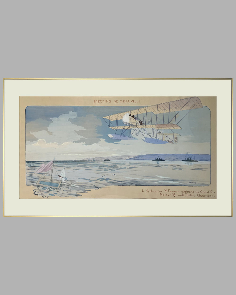 Meeting de Deauville original hand colored lithograph by Gamy (Marguerite Montaut), 1913