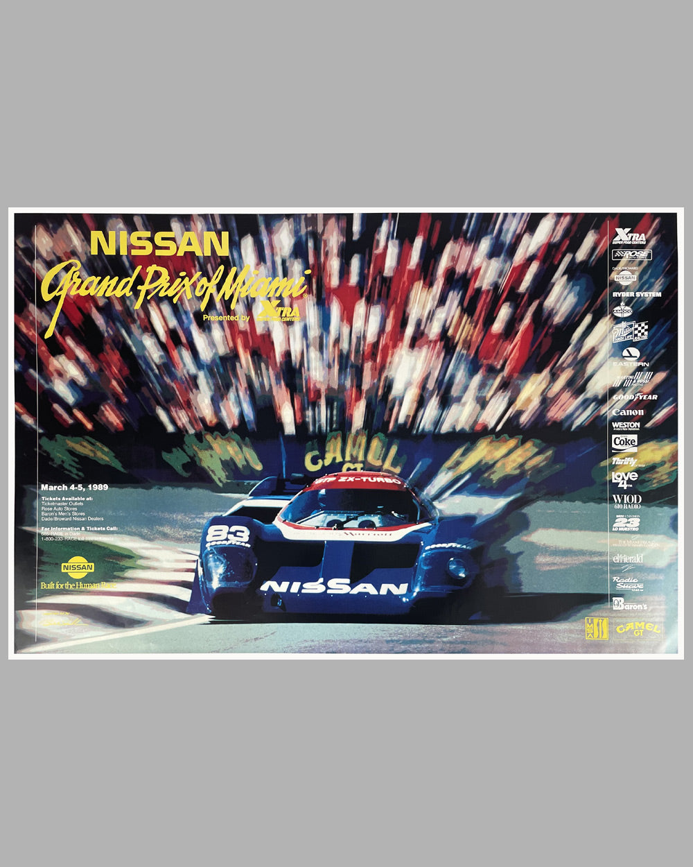 Grand Prix of Miami 1989 official race poster, photograph by Bill Stahl