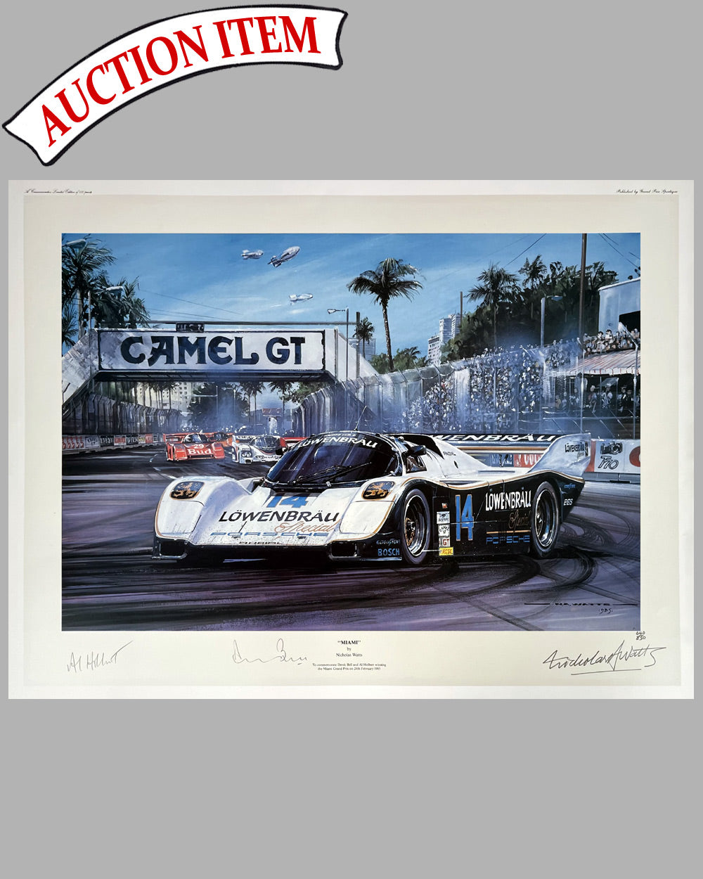 9 - Miami print by Nicholas Watts, hand autographed by Holbert and Bell