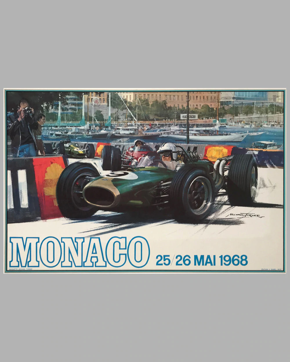 Vintage 1968 Monaco Grand Prix Auto Racing Poster Print - 24x36, 9mil Paper, Reproduction