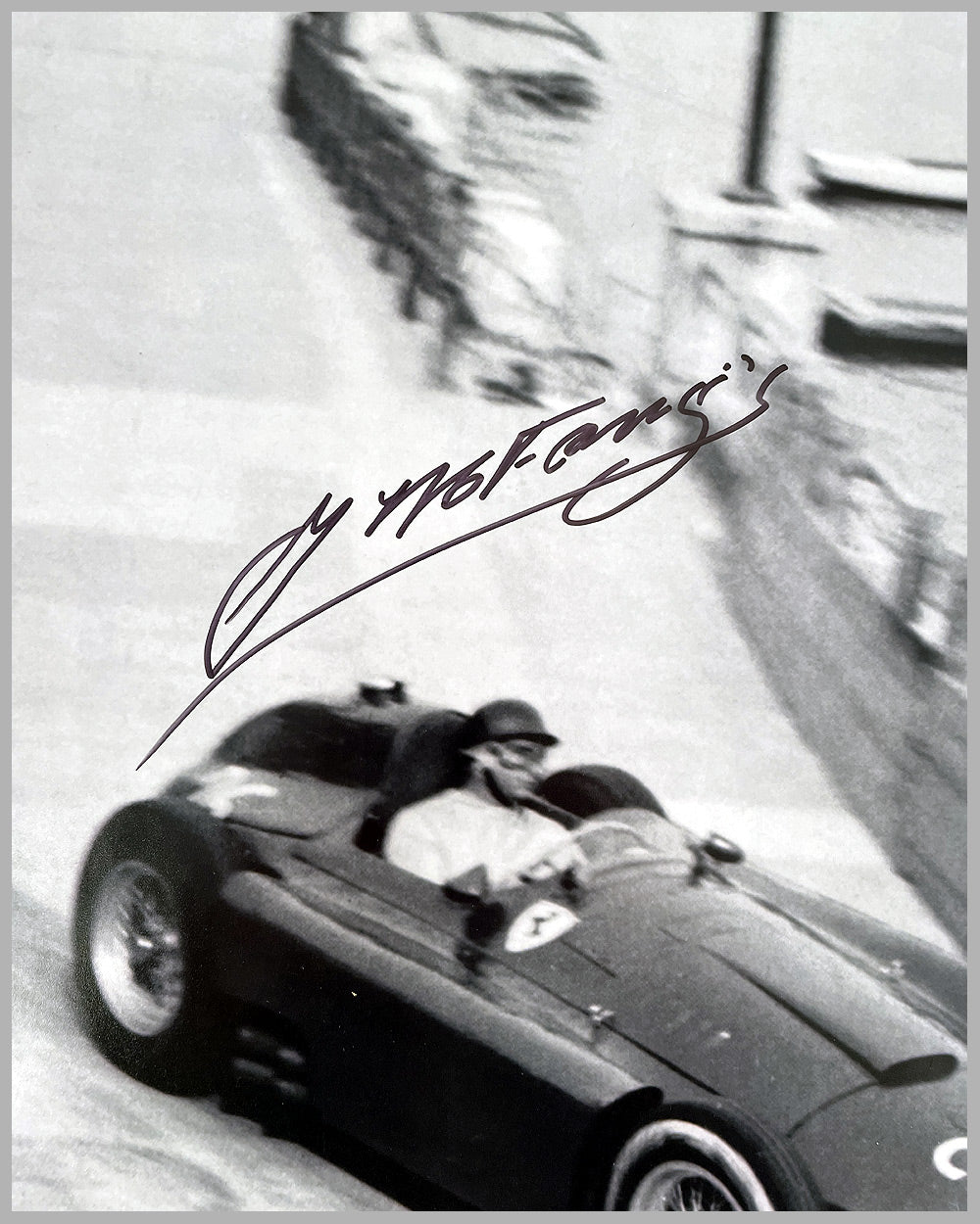 Monaco Grand Prix 1956 b&amp;w photo by Fernando Gomez, autographed by Fangio 2