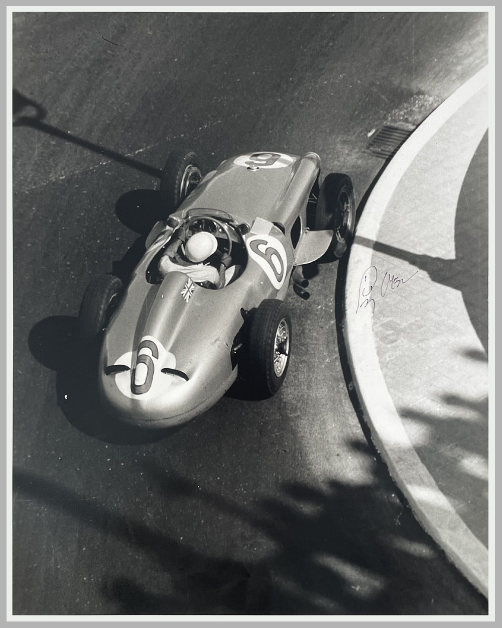 Stirling Moss at the Monaco Grand Prix in 1955 autographed photograph