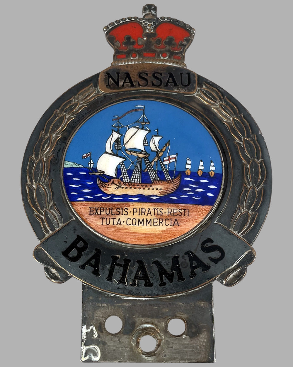 Vintage Nassau Bahamas bumper or bar badge